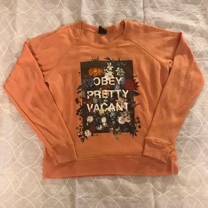 Obey Brand Light Orange Floral Pullover